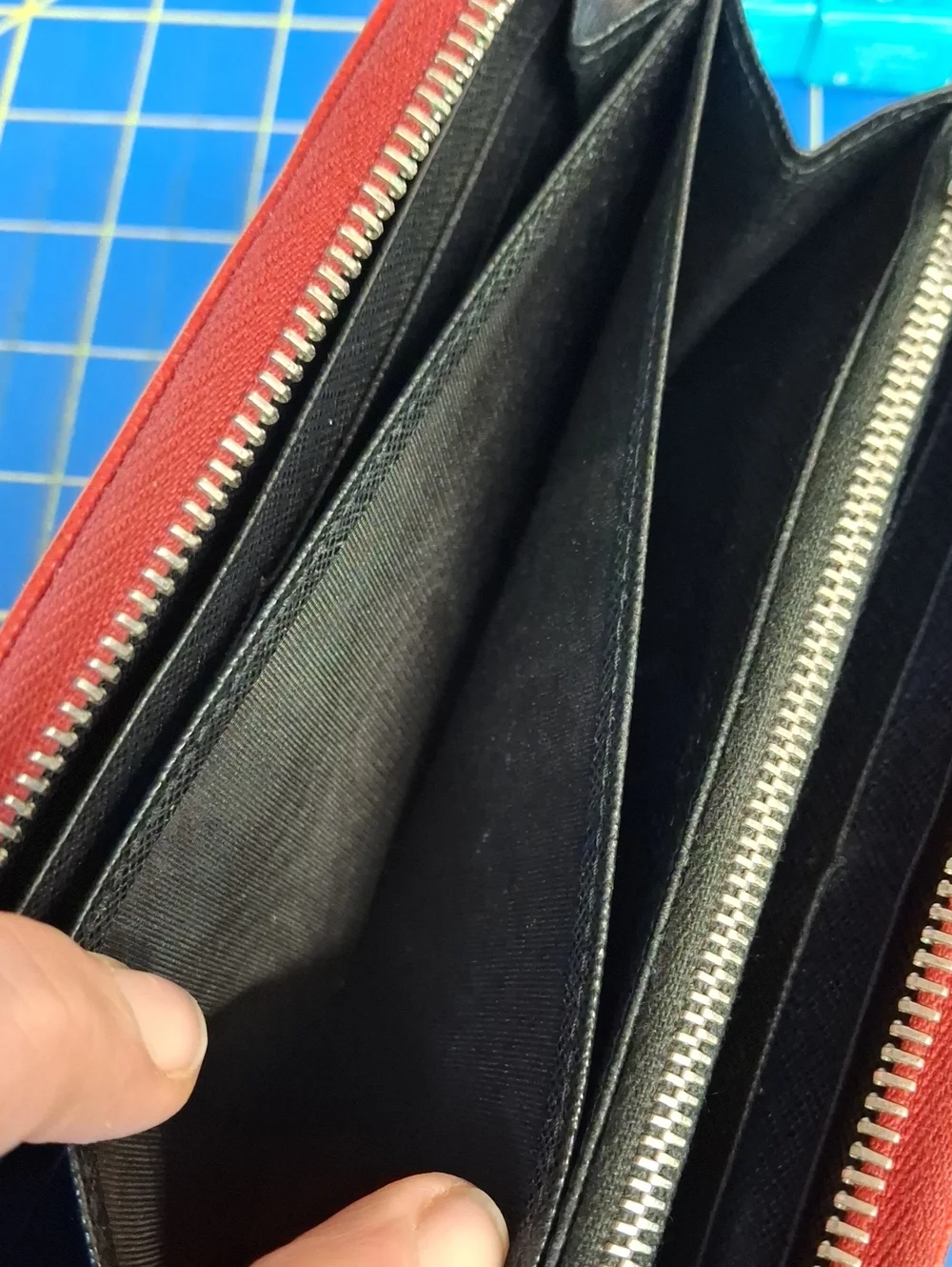 Prada Red Zip-Around 8x4 Leather Wallet Pre-Loved
